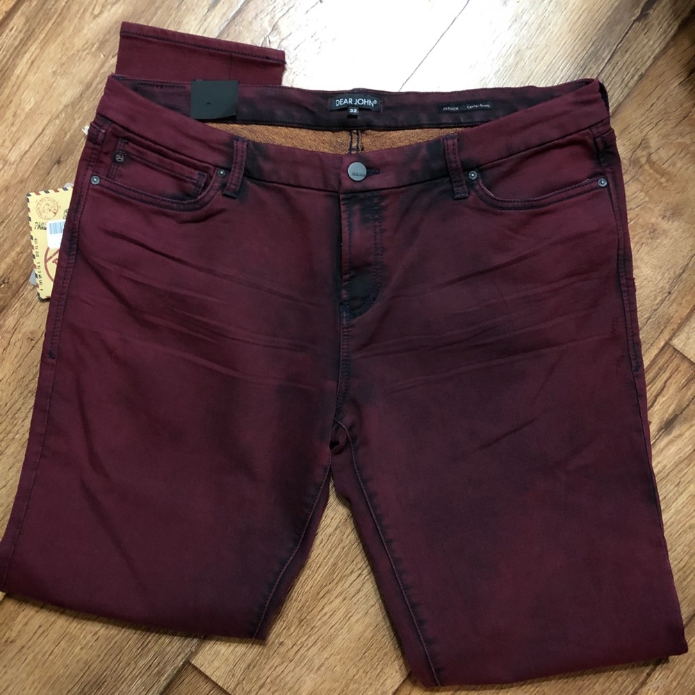 Dear John Burgundy skinny jeans size 32